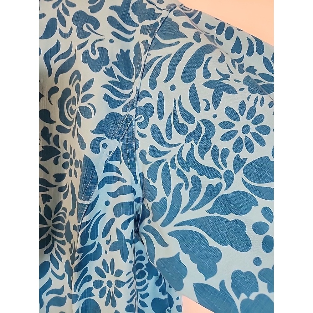 Coldwater Creek Floral‎ Jacket Long Sleeve Teal Blue Full Zip Lined Womens L - Picture 4 of 16